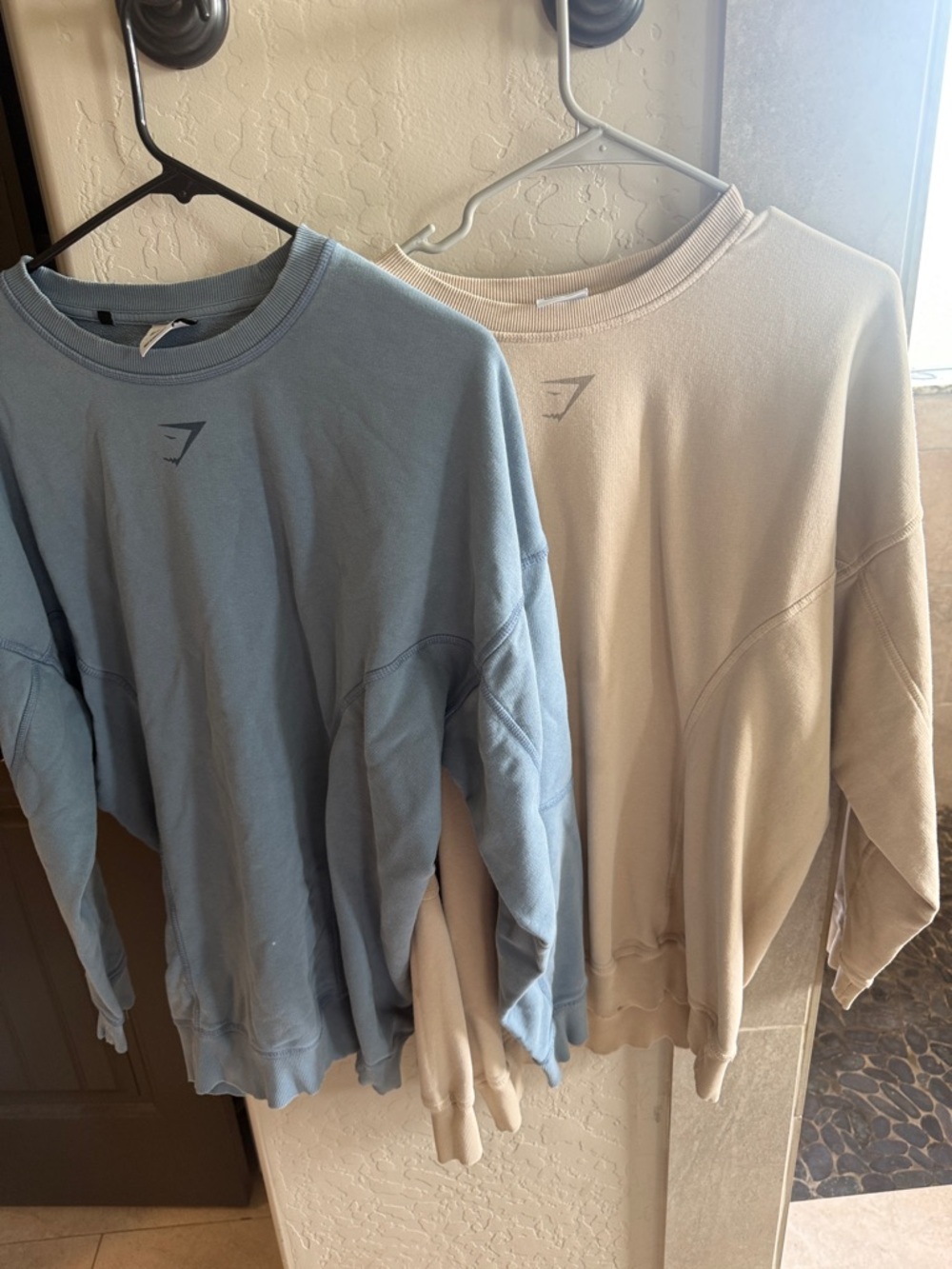 Gymshark Men's Crewneck Sweaters - Light Blue & Cream